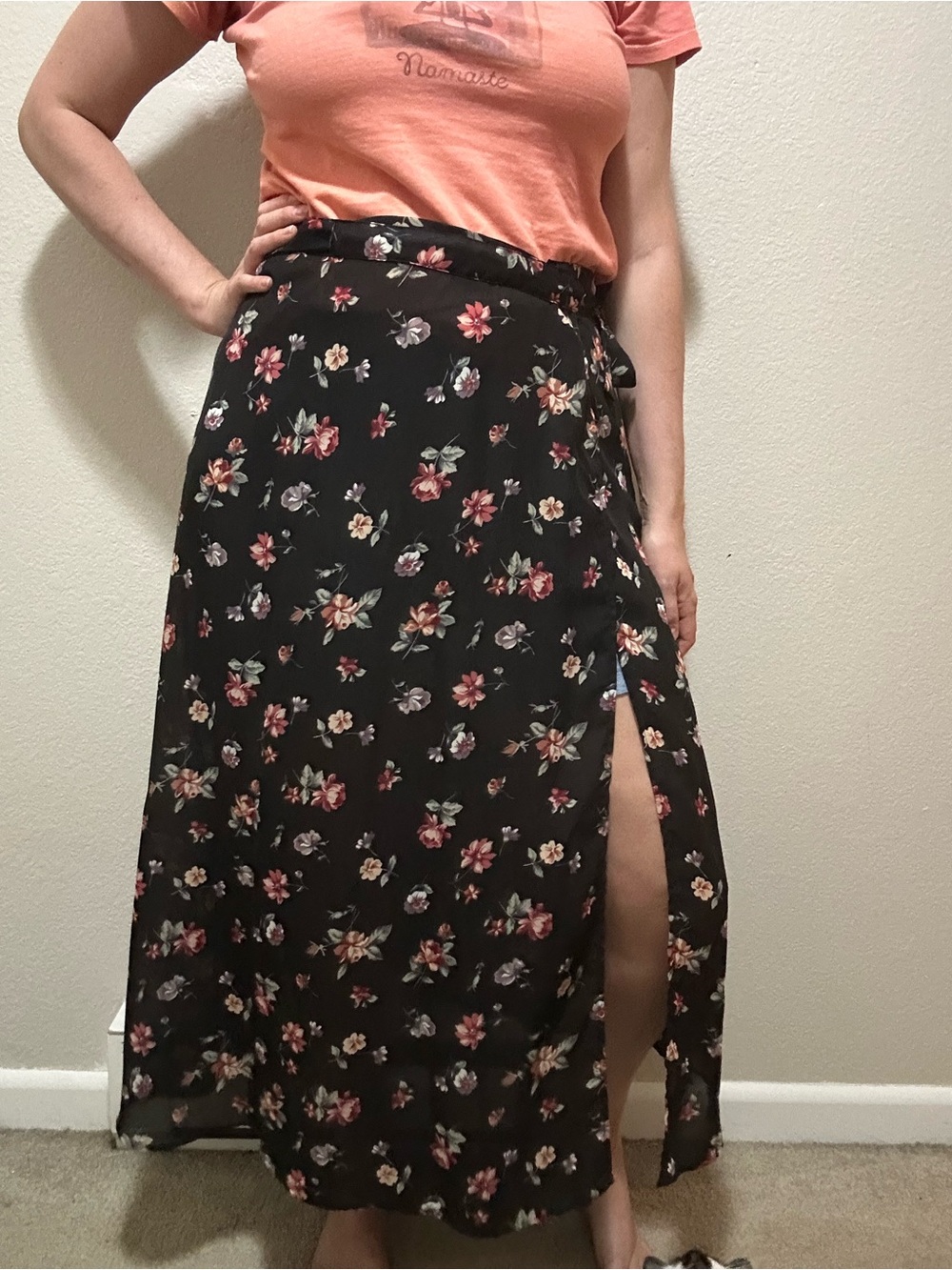 Vintage Solutions New York Floral True Wrap Maxi Skirt M Boho Cottagecore